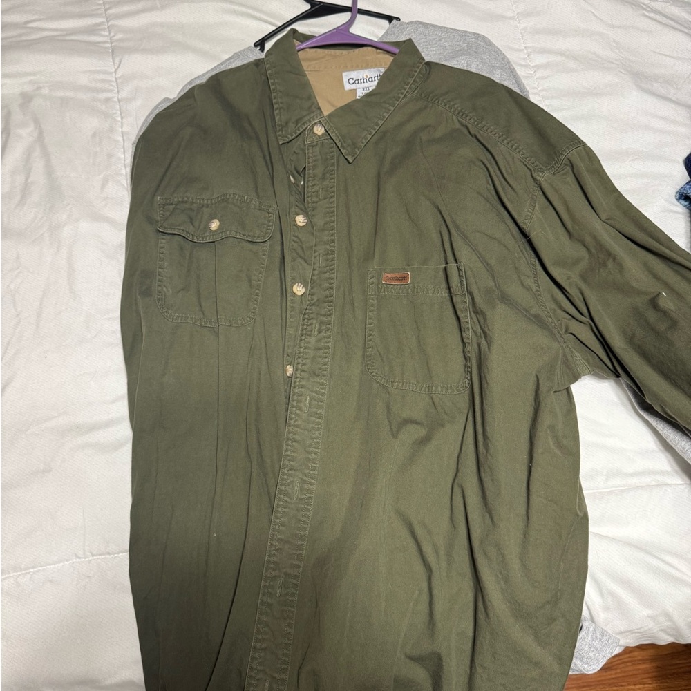 Carhartt Olive Green Button-Up Shirt